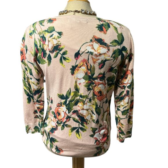 GNW Floral Cardigan Size Large Button Down Pale Pink Very Pretty Rayon - Picture 6 of 13